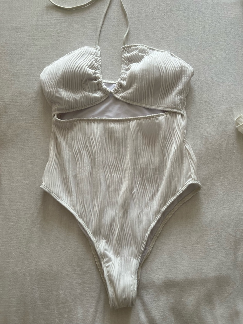 NWOT White Ribbed One-Piece Swimsuit